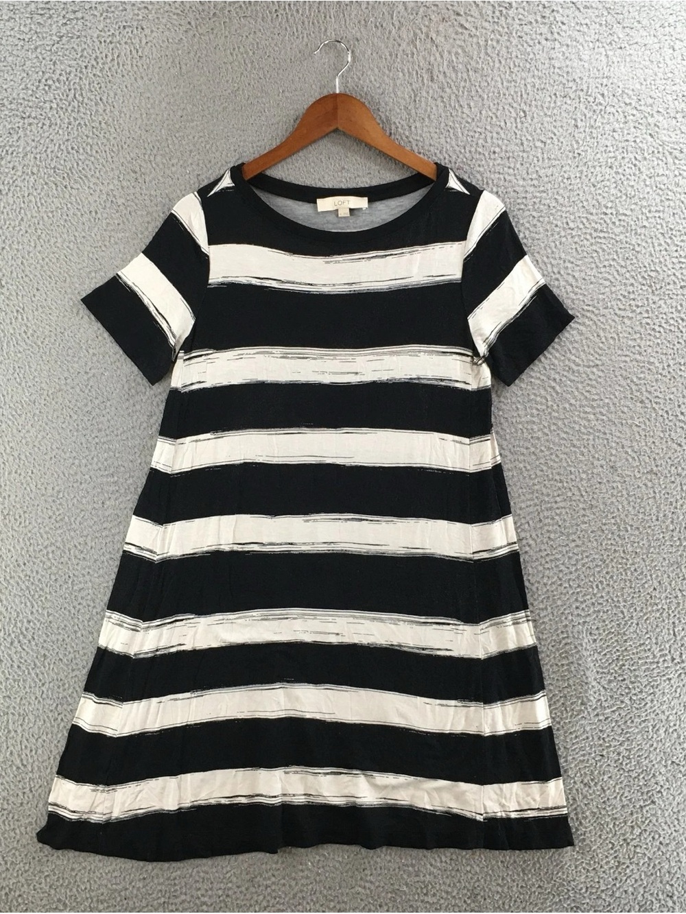 LOFT Black and White Striped Mini Dress